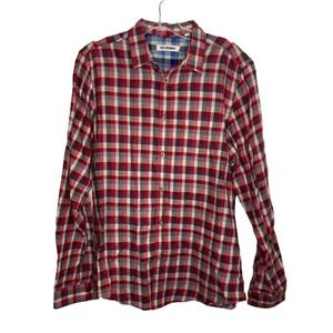 Ben Sherman Mens Red White Blue Plaid Button Down Long Sleeve Shirt Small